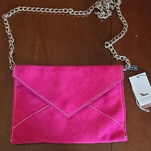 Creazioni Maurizio genuine suede leather envelope clutch bag With Chain Strap